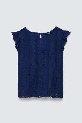 Solid-Blended-Fabric-Round-Neck-Girls-T-Shirt