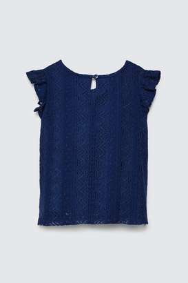 Solid-Blended-Fabric-Round-Neck-Girls-T-Shirt