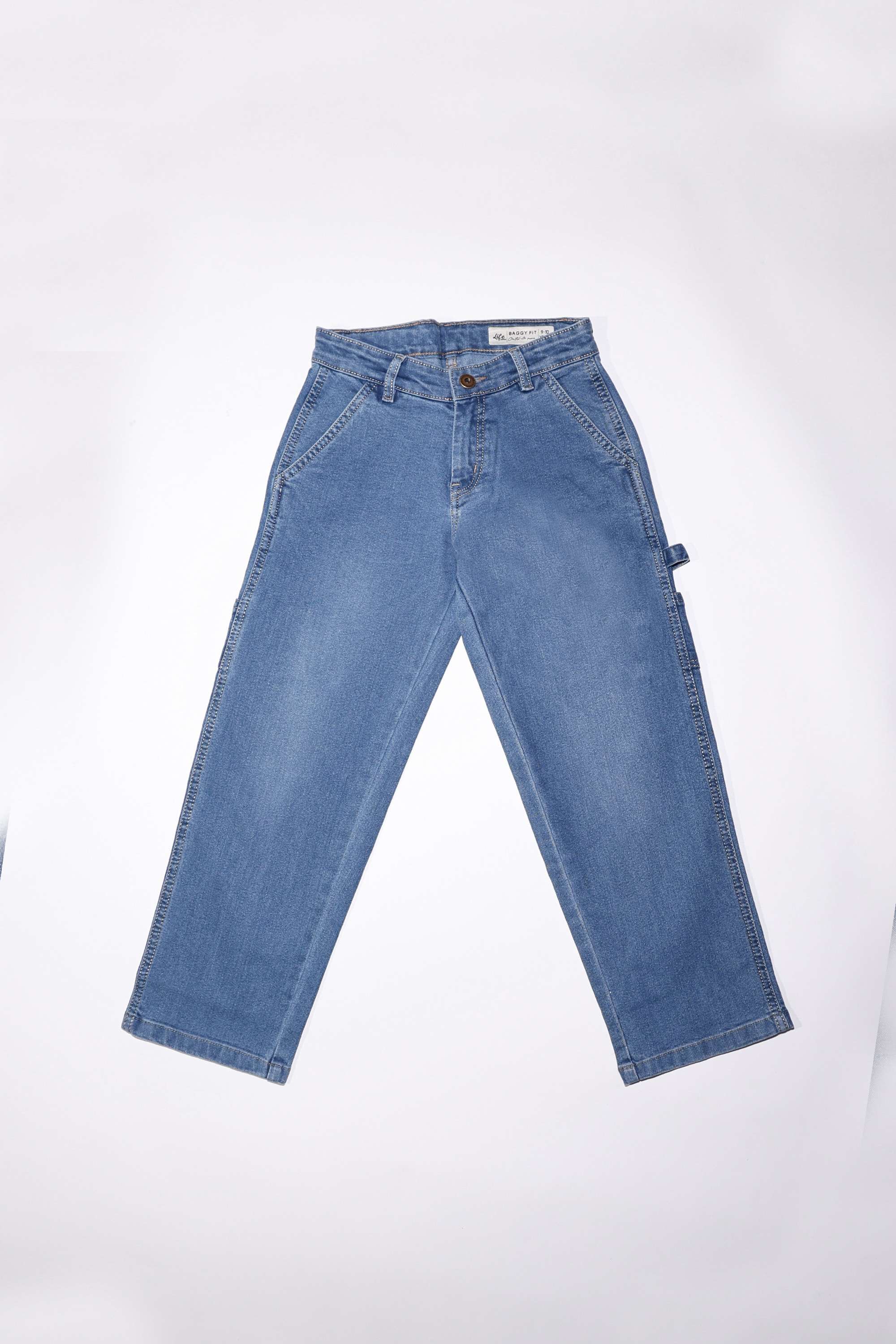 Solid-Denim-Regular-Fit-Boys-Cargos