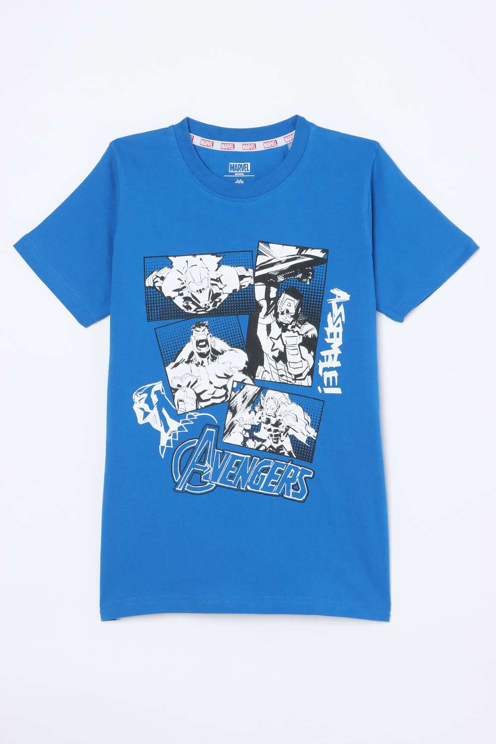 Solid-Blended-Fabric-Round-Neck-Boys-T-Shirt