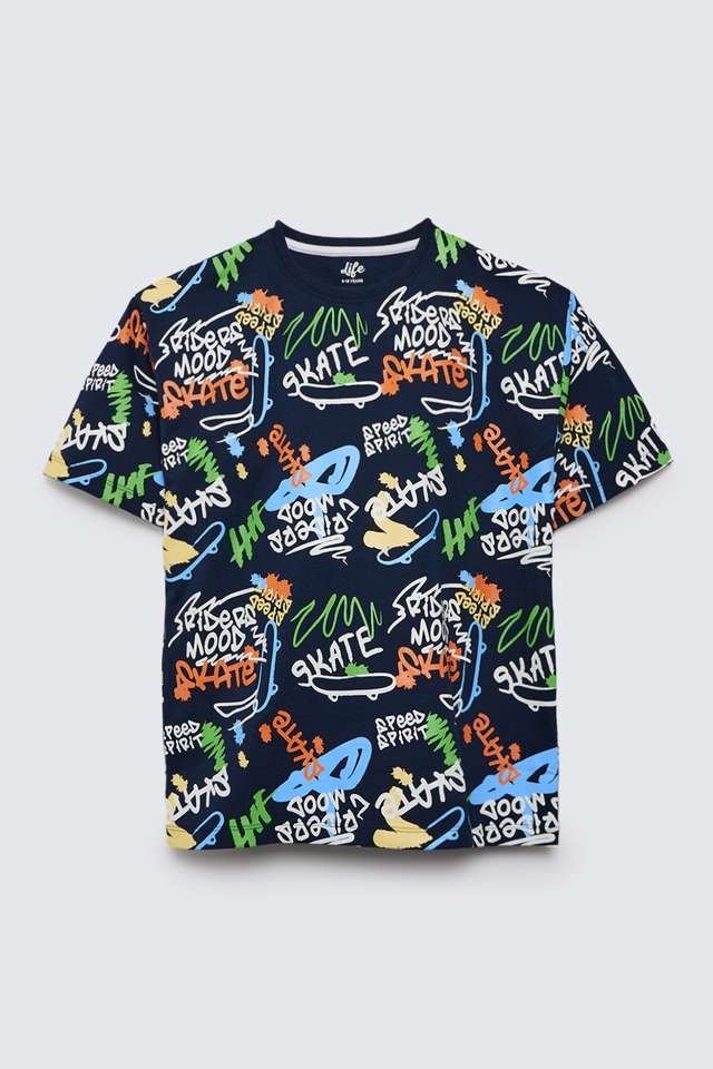 Printed-Cotton-Round-Neck-Boys-T-Shirt
