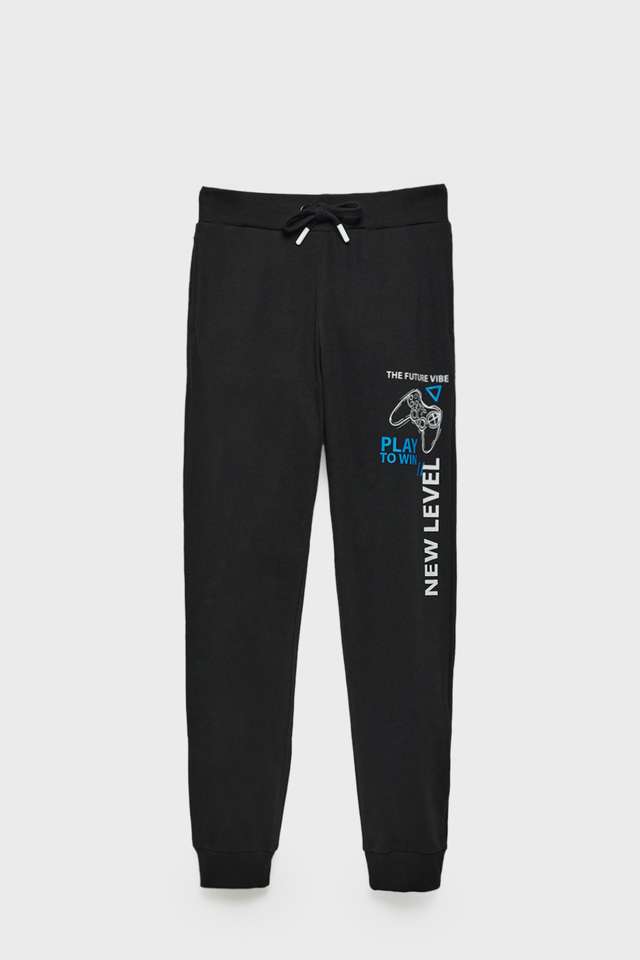 Graphic-Print-Blended-Fabric-Slim-Fit-Boys-Track-Pants