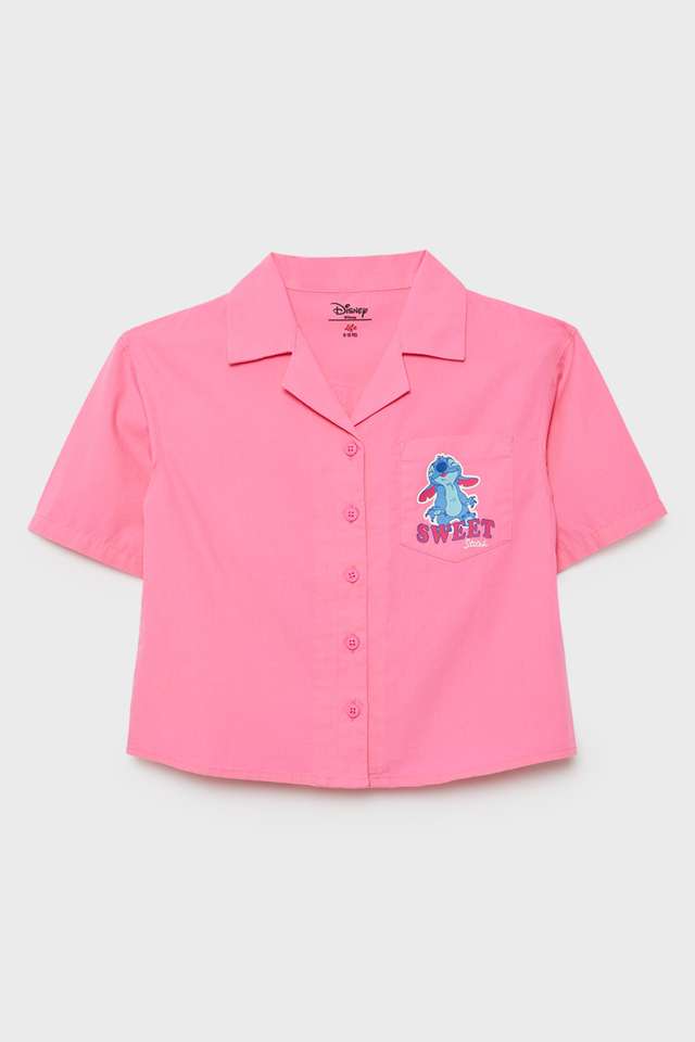 Solid-Blended-Fabric-Collared-Girls-Shirt