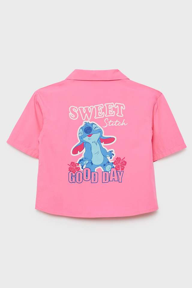 Solid-Blended-Fabric-Collared-Girls-Shirt