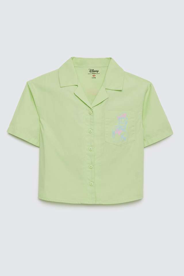 Solid-Blended-Fabric-Collared-Girls-Shirt