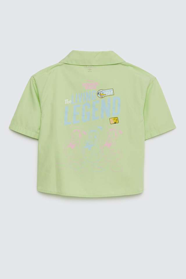 Solid-Blended-Fabric-Collared-Girls-Shirt