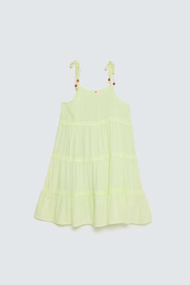 Solid-Blended-Fabric-Round-Neck-Girls-Casual-Wear-Dress