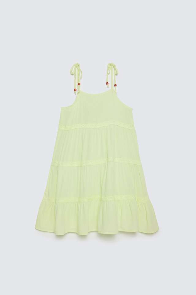 Solid-Blended-Fabric-Round-Neck-Girls-Casual-Wear-Dress