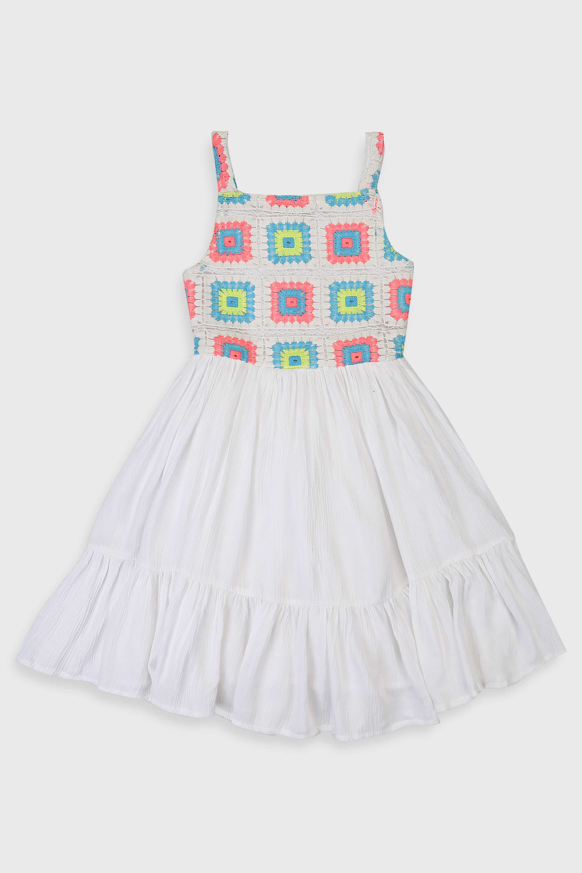 Solid-Blended-Fabric-Round-Neck-Girls-Casual-Wear-Dress