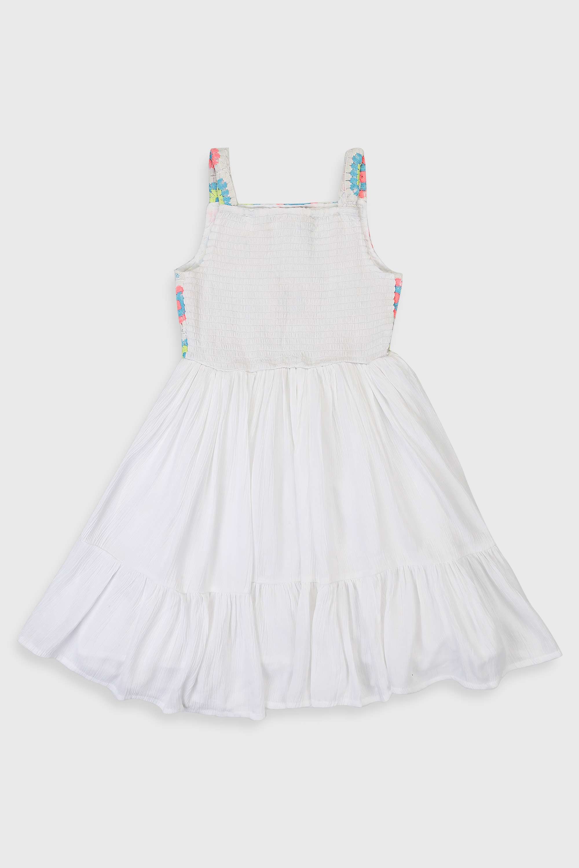 Solid-Blended-Fabric-Round-Neck-Girls-Casual-Wear-Dress