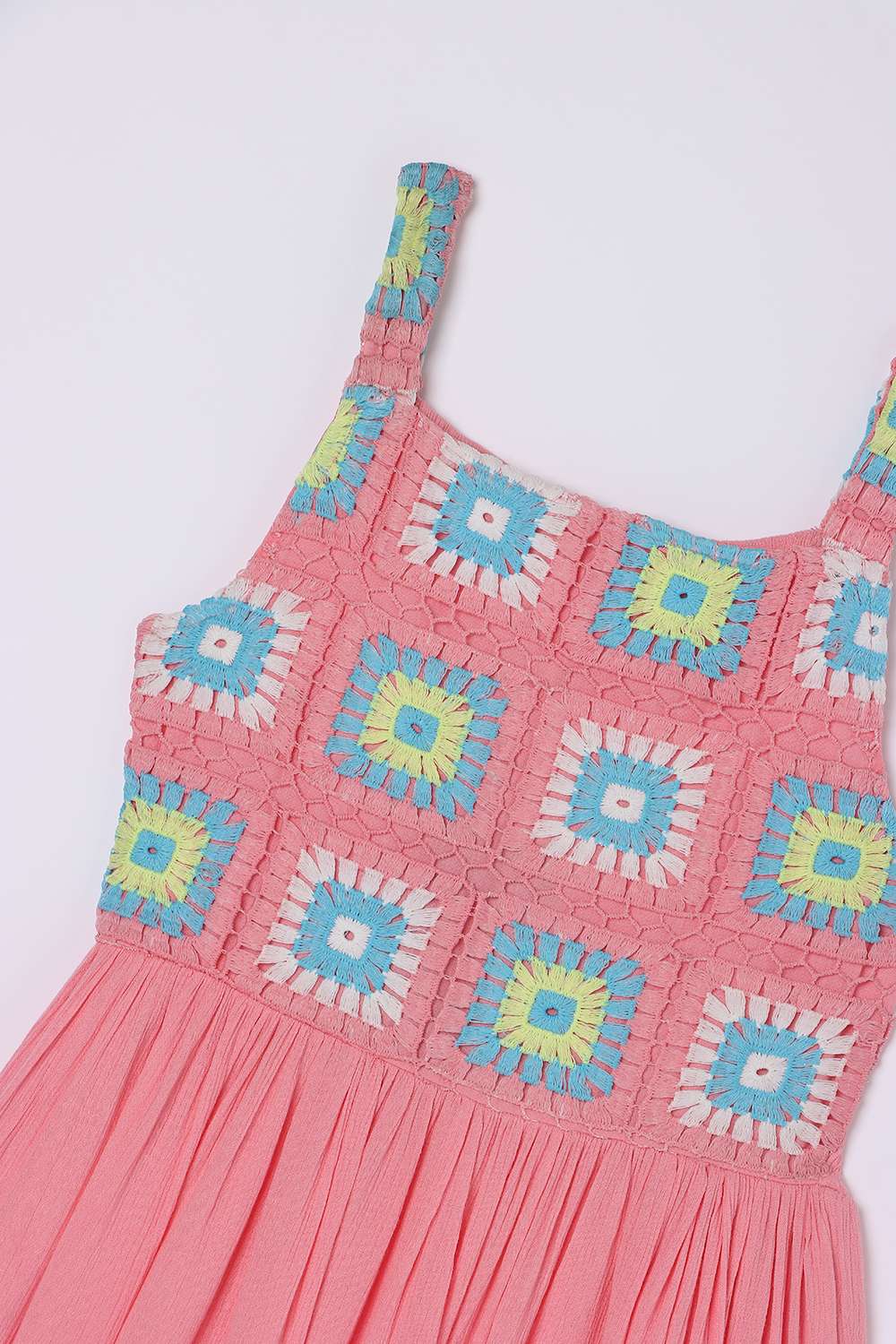 Solid-Blended-Fabric-Round-Neck-Girls-Casual-Wear-Dress