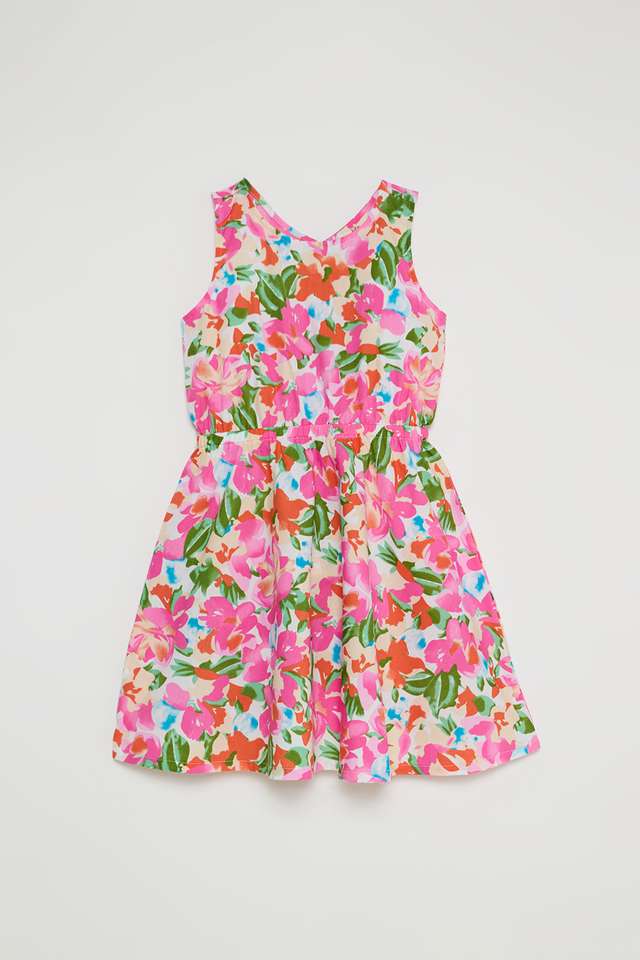 Solid-Blended-Fabric-Round-Neck-Girls-Casual-Wear-Dress