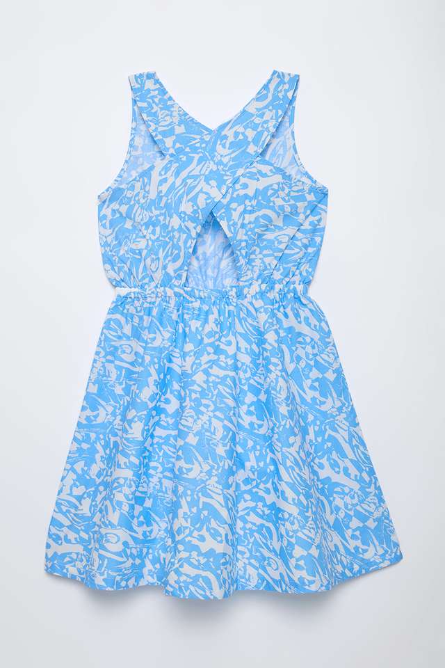 Solid-Blended-Fabric-Round-Neck-Girls-Casual-Wear-Dress