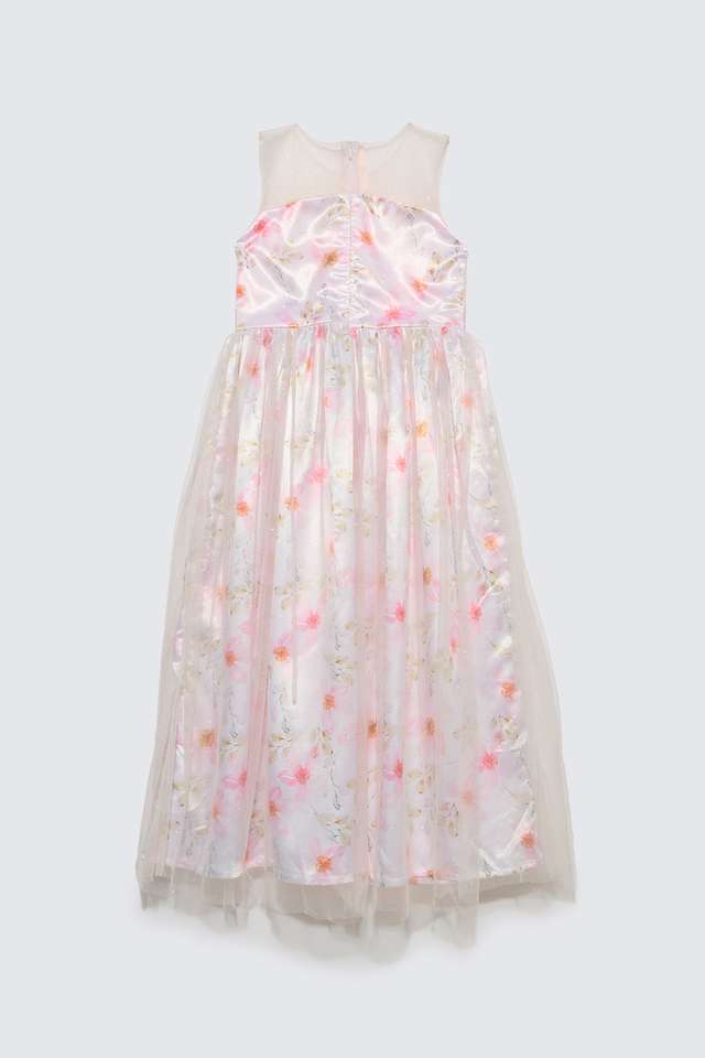 Solid-Blended-Fabric-Round-Neck-Girls-Casual-Wear-Dress