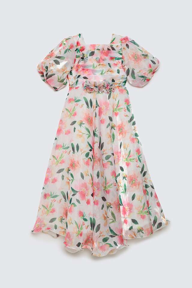 Solid-Blended-Fabric-Round-Neck-Girls-Casual-Wear-Dress