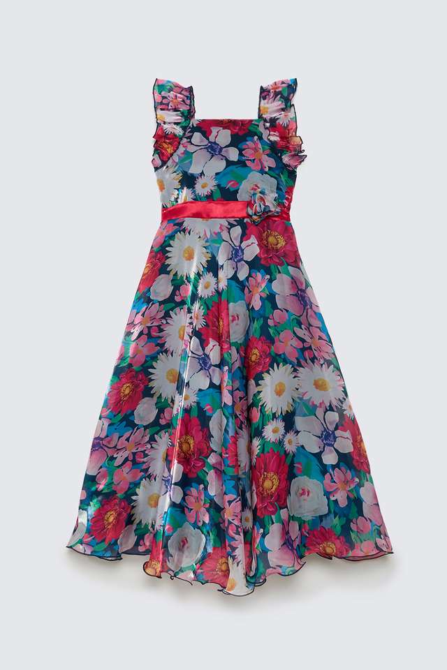 Solid-Blended-Fabric-Round-Neck-Girls-Casual-Wear-Dress