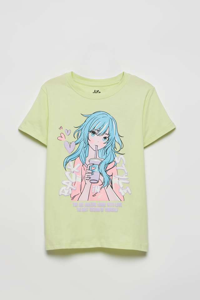 Graphic-Print-Cotton-Round-Neck-Girls-T-Shirt