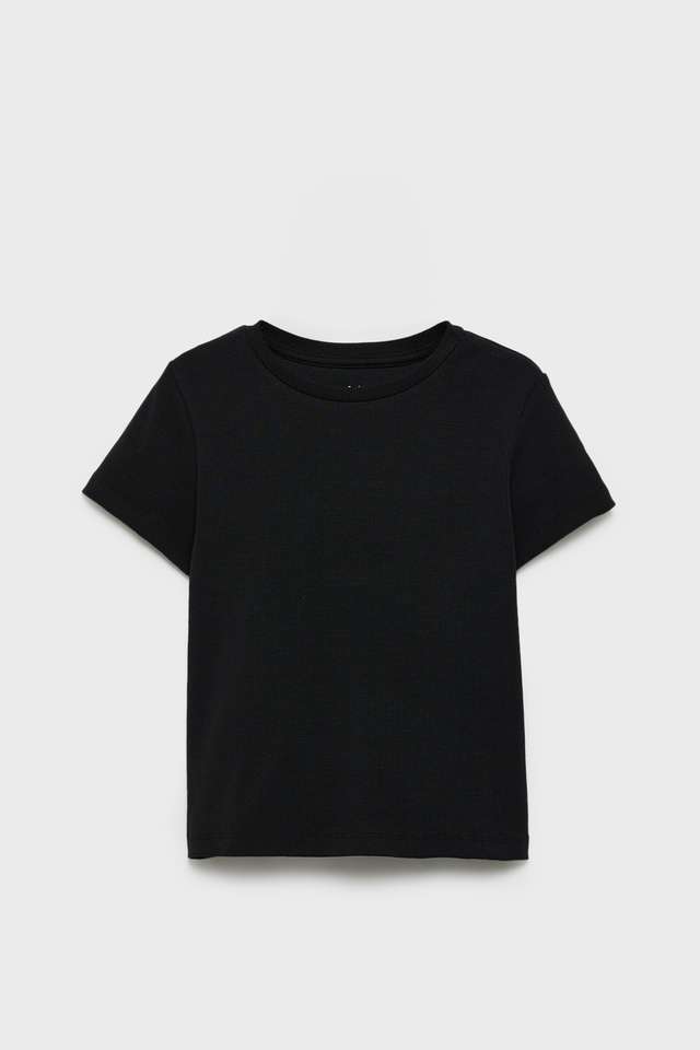 Solid-Cotton-Round-Neck-Girls-T-Shirt