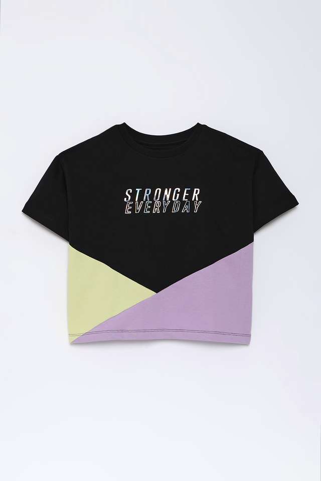 Color-Block-Cotton-Round-Neck-Girls-T-Shirt
