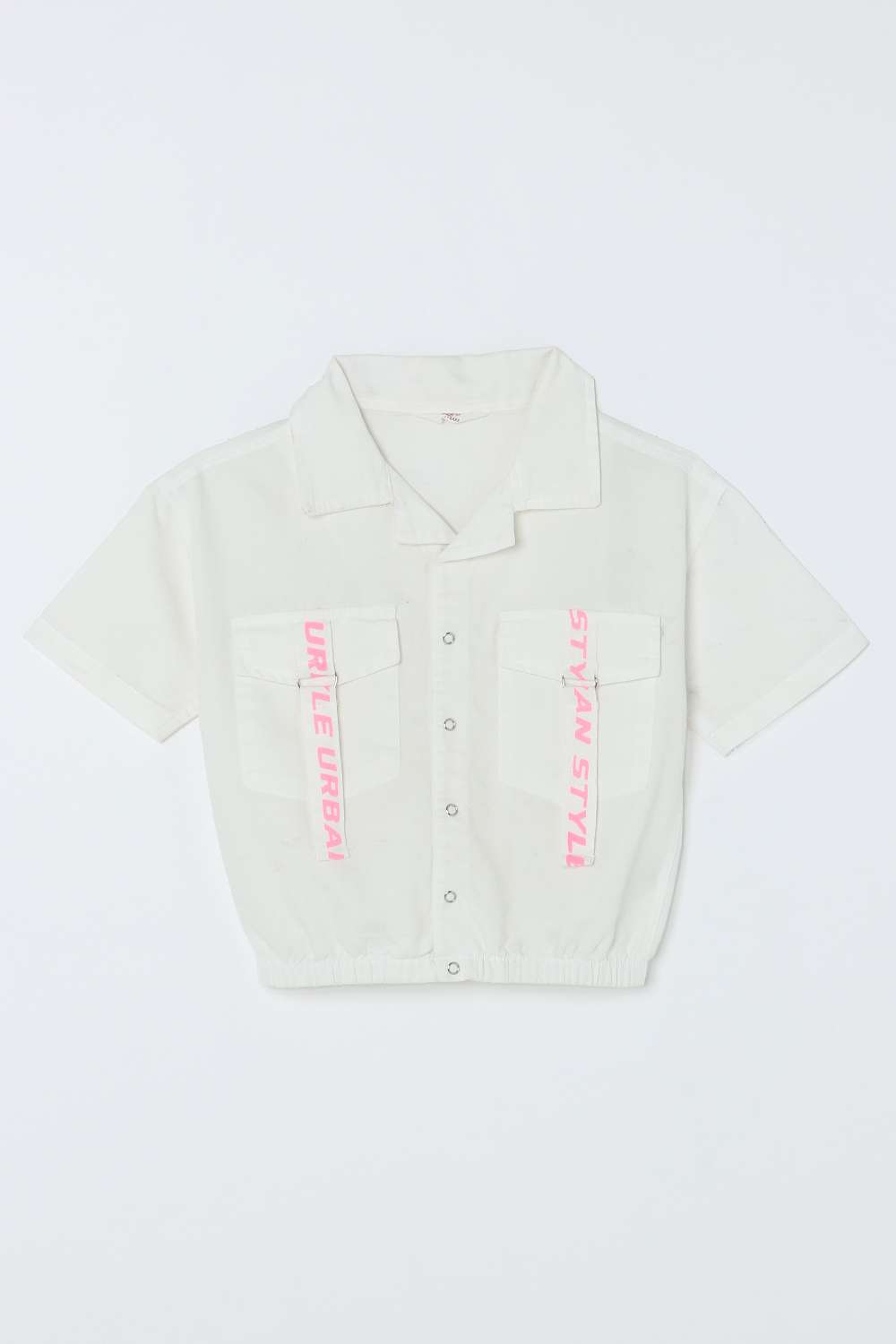 Solid-Blended-Fabric-Round-Neck-Girls-T-Shirt