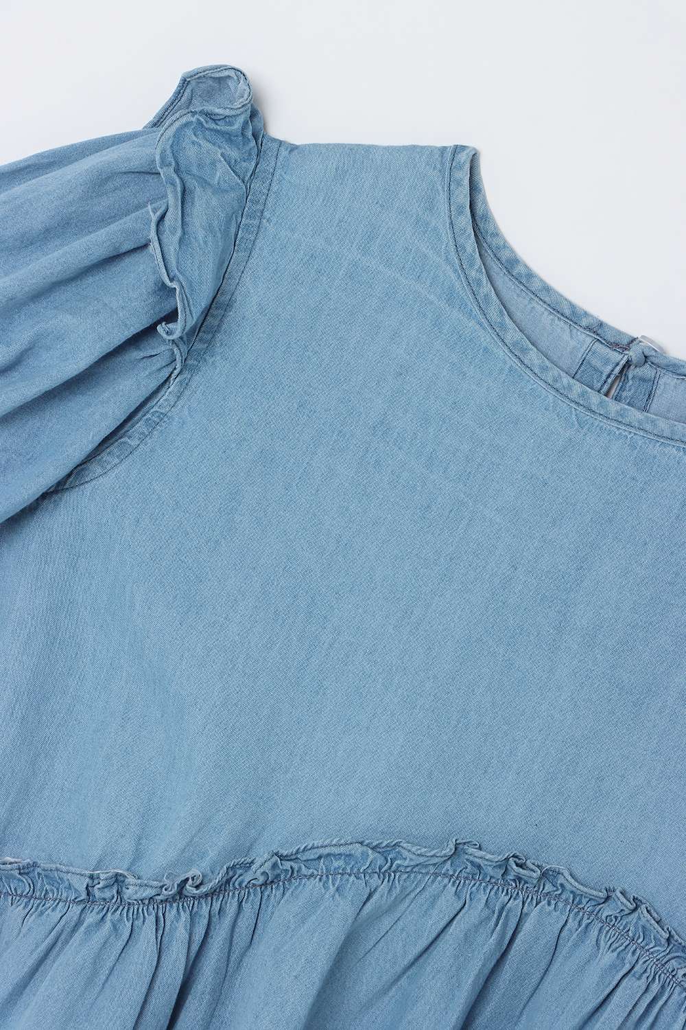 Solid-Blended-Fabric-Round-Neck-Girls-Top