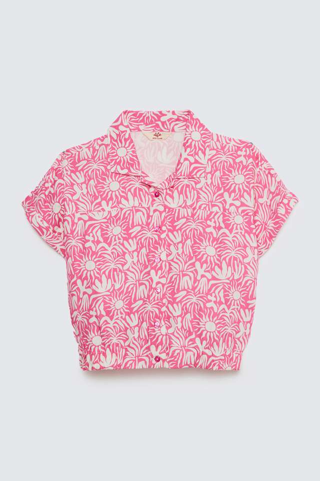 Solid-Blended-Fabric-Collared-Girls-T-Shirt