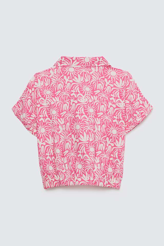 Solid-Blended-Fabric-Collared-Girls-T-Shirt