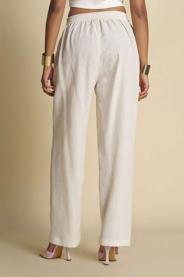 Solid-Relaxed-Fit-Viscose-Women-s-Casual-Wear-Trousers
