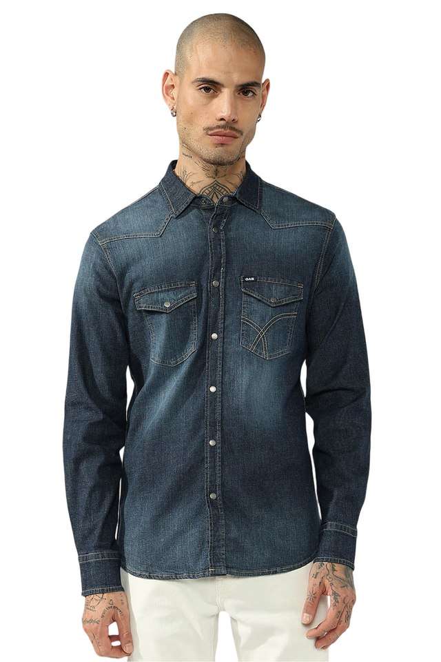 Solid-Blended-Fabric-Slim-Fit-Men-s-Casual-Shirt