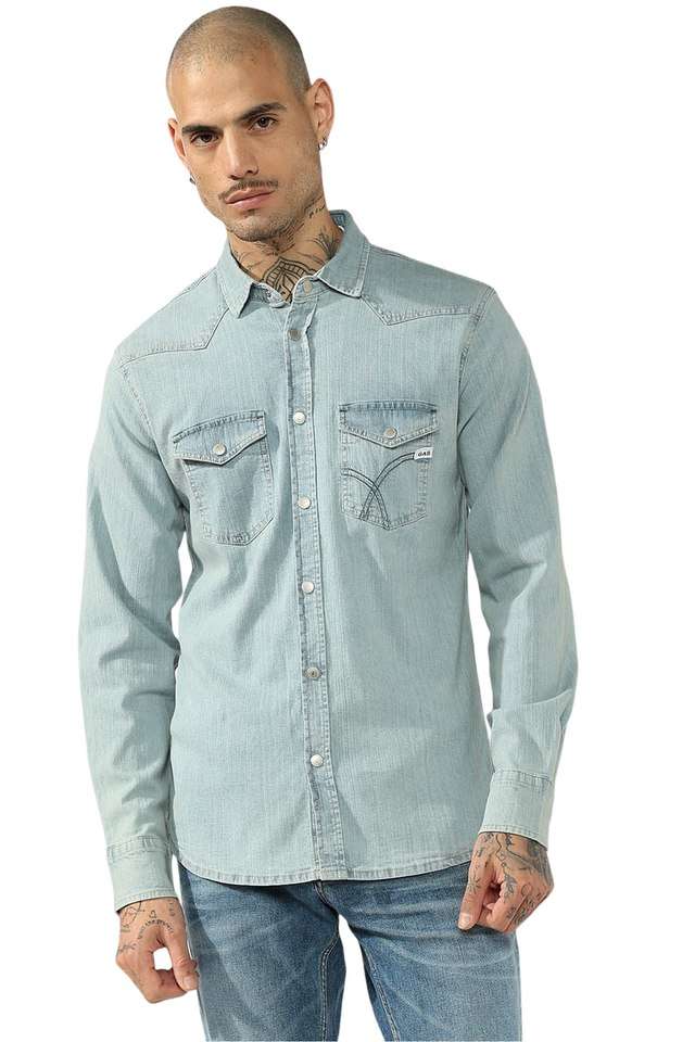 Solid-Blended-Fabric-Slim-Fit-Men-s-Casual-Shirt
