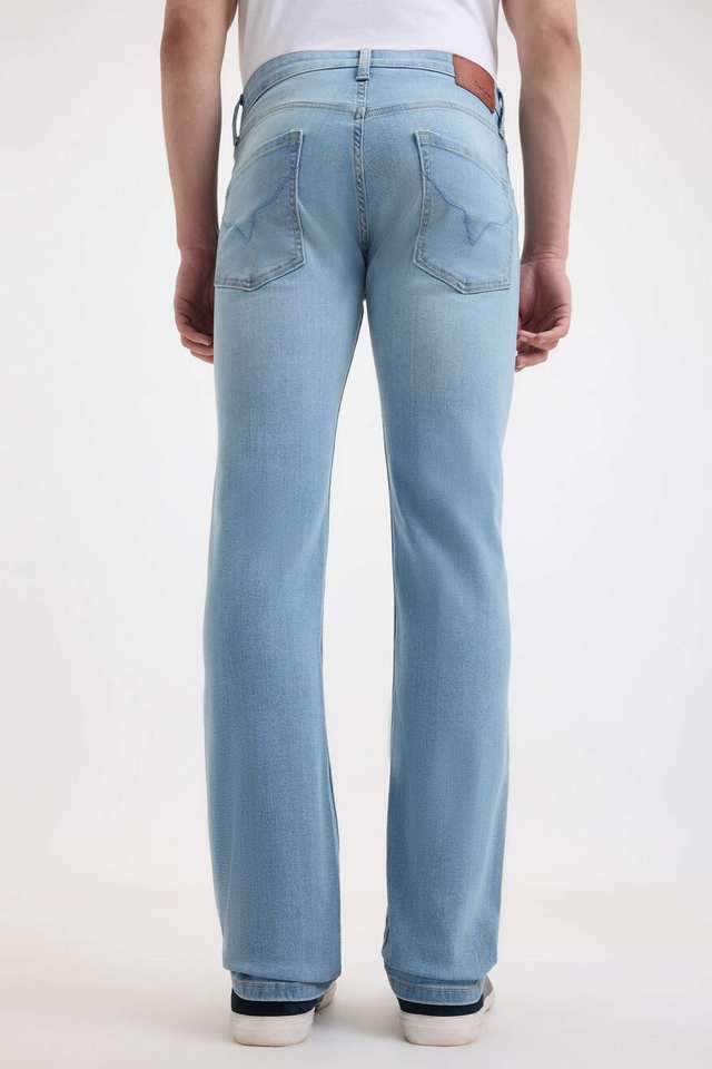 Light-Wash-Polyester-Cotton-Straight-Fit-Men-s-Jeans