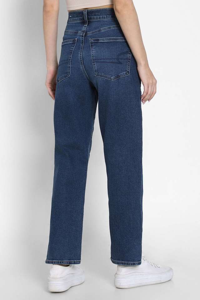 High-Rise-Blended-Fabric-Straight-Fit-Women-s-Jeans