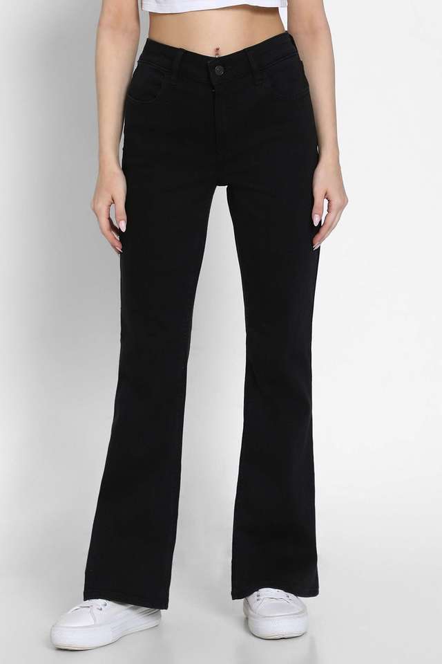 High-Rise-Blended-Fabric-Bootcut-Fit-Women-s-Jeans