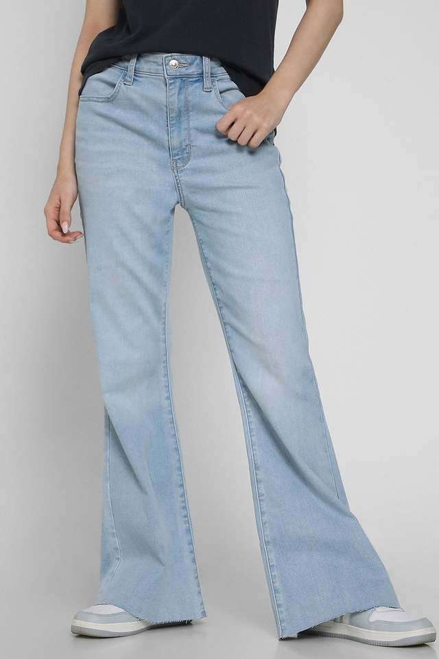 High-Rise-Light-Wash-Blended-Fabric-Flared-Fit-Women-s-Jeans