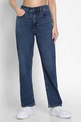 High-Rise-Blended-Fabric-Straight-Fit-Women-s-Jeans