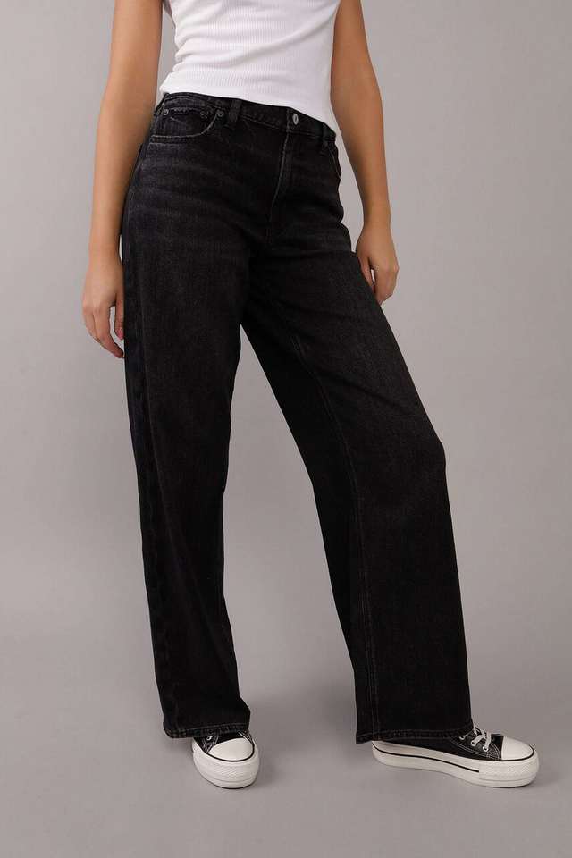 american eagle High Rise Blended Fabric Wide Leg Fit Women's Jeans-picture-28