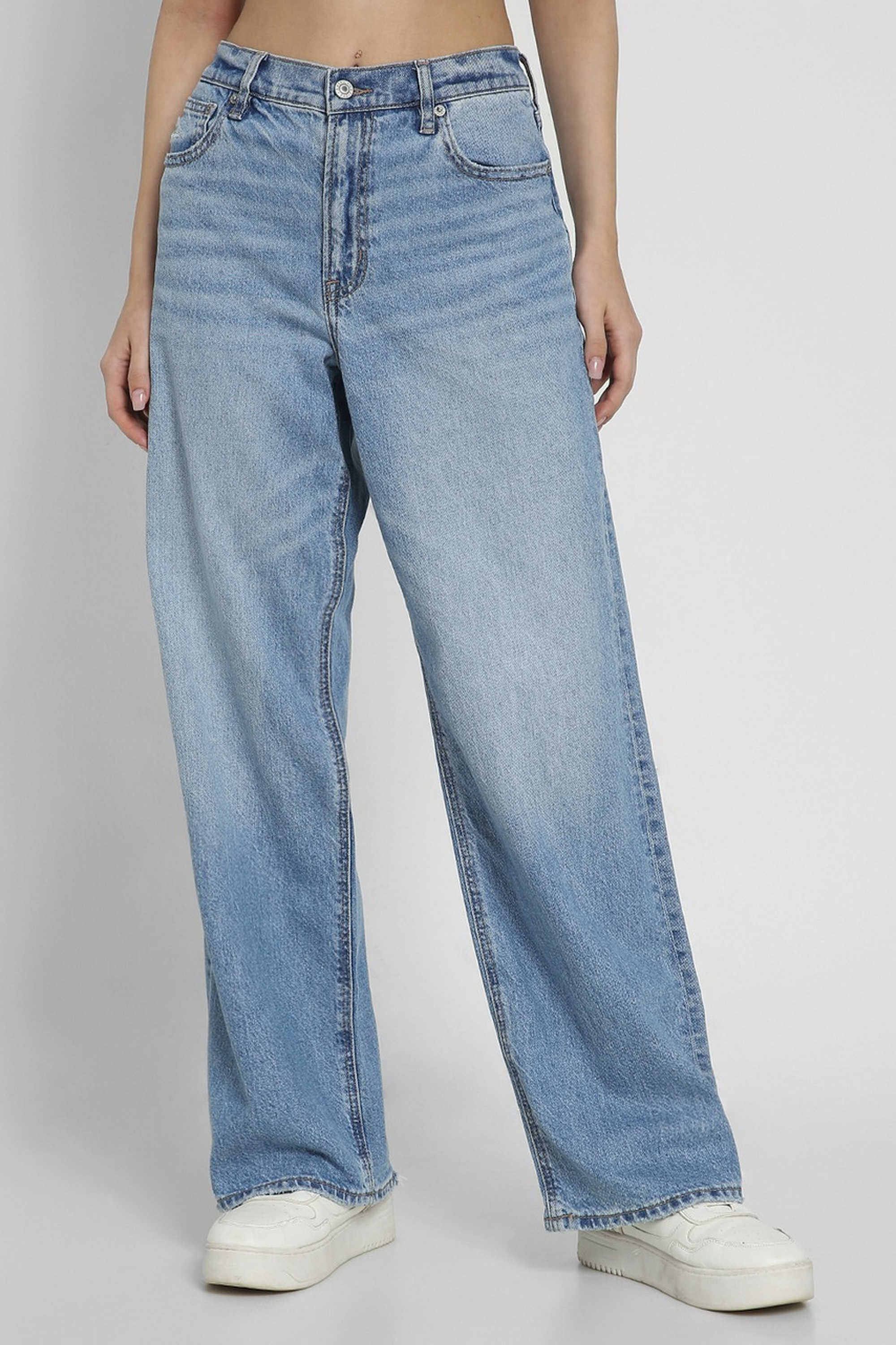 High-Rise-Blended-Fabric-Straight-Fit-Women-s-Jeans