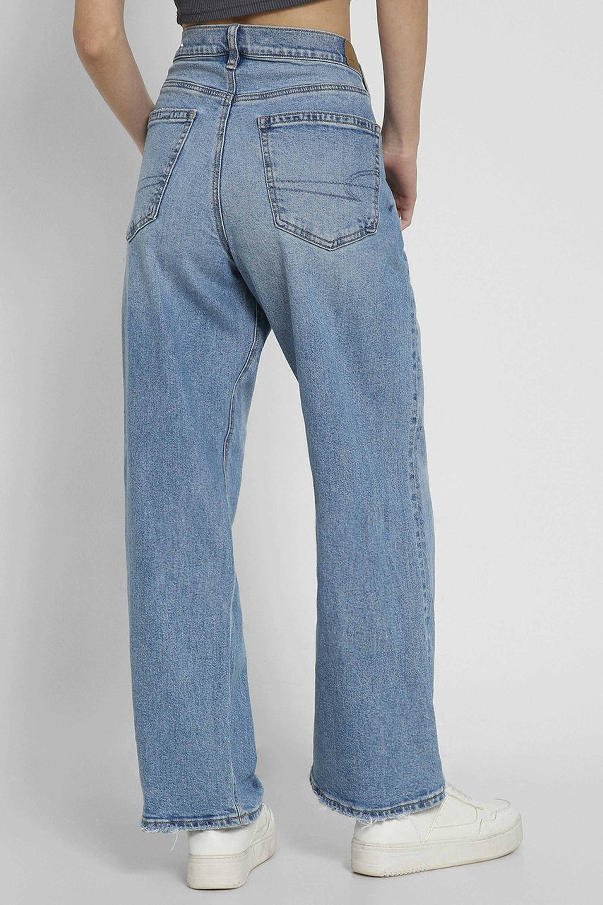 High-Rise-Blended-Fabric-Straight-Fit-Women-s-Jeans