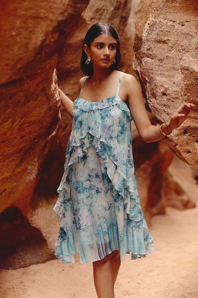 Floral-Viscose-Women-s-Knee-Length-Dress