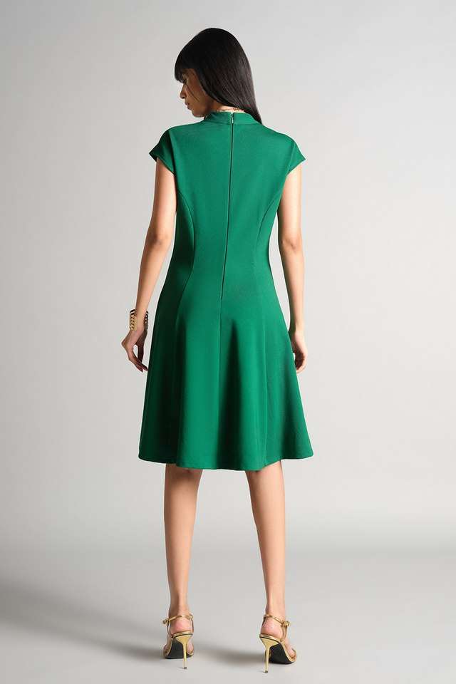 green emerald velvet dress Loose short dress da donna verde oliva main image 0