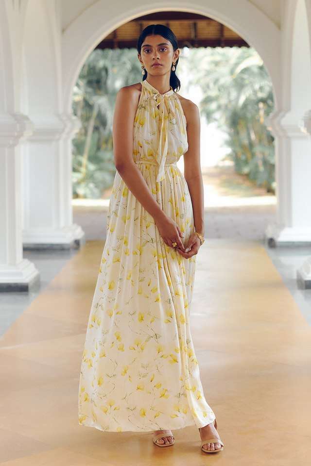 Floral-Halter-Neck-Modal-Women-s-Gown