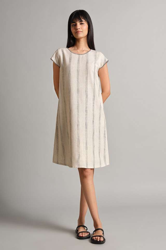 Printed-Round-Neck-Viscose-Women-s-Knee-Length-Dress