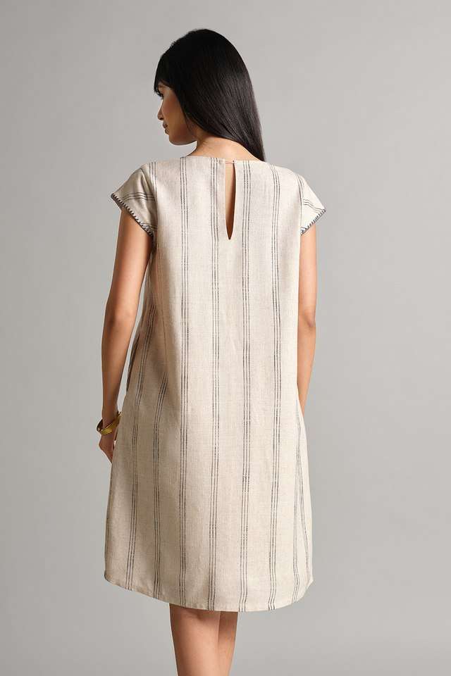 Printed-Round-Neck-Viscose-Women-s-Knee-Length-Dress