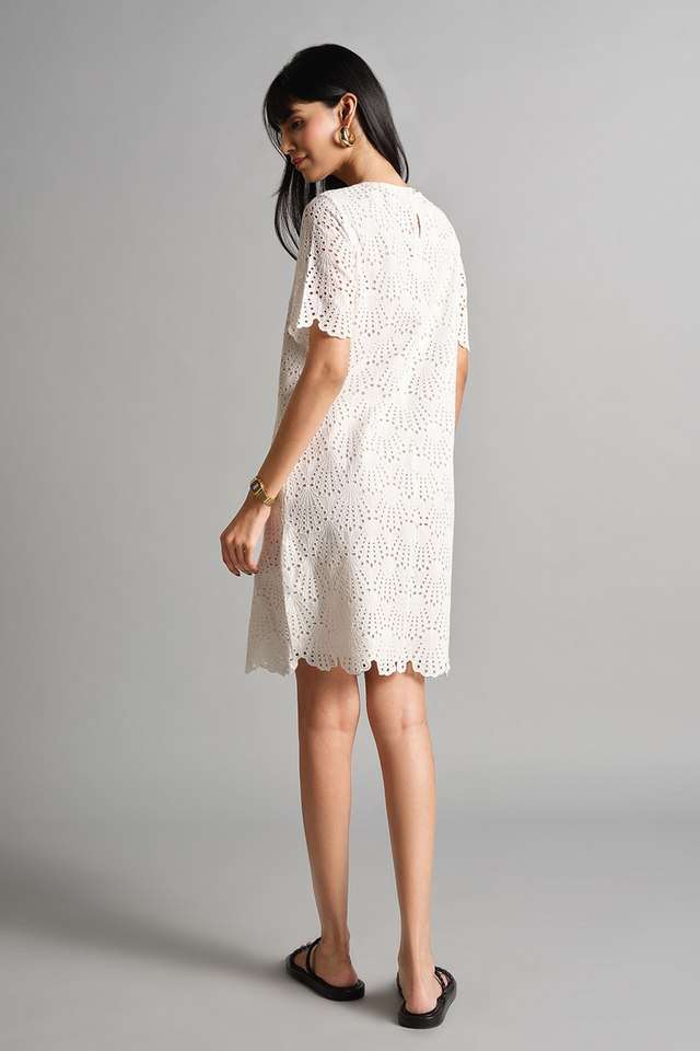 Solid-Round-Neck-Cotton-Women-s-Knee-Length-Dress