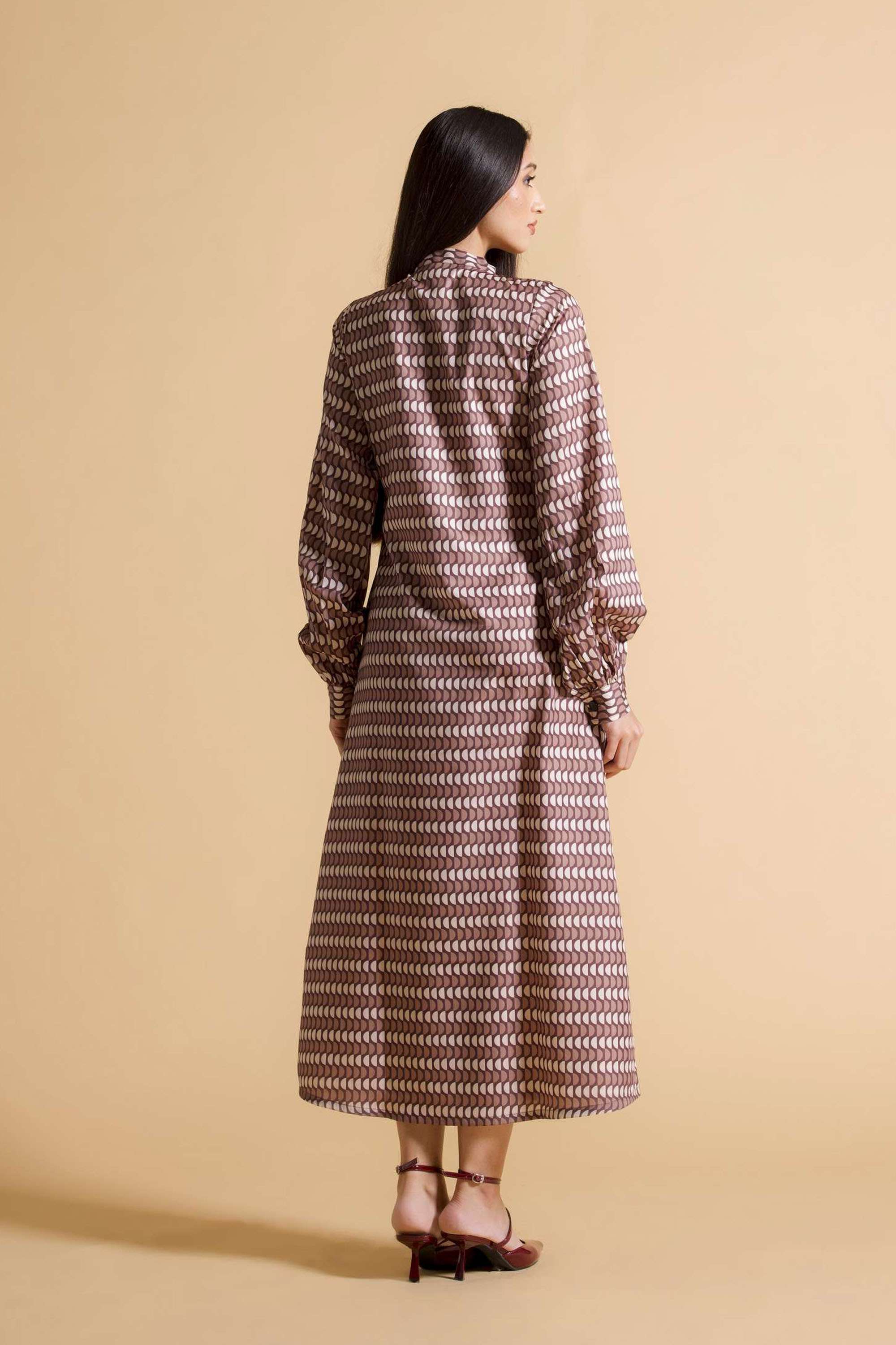 Printed-Crepe-Collared-Women-s-Maxi-Dress
