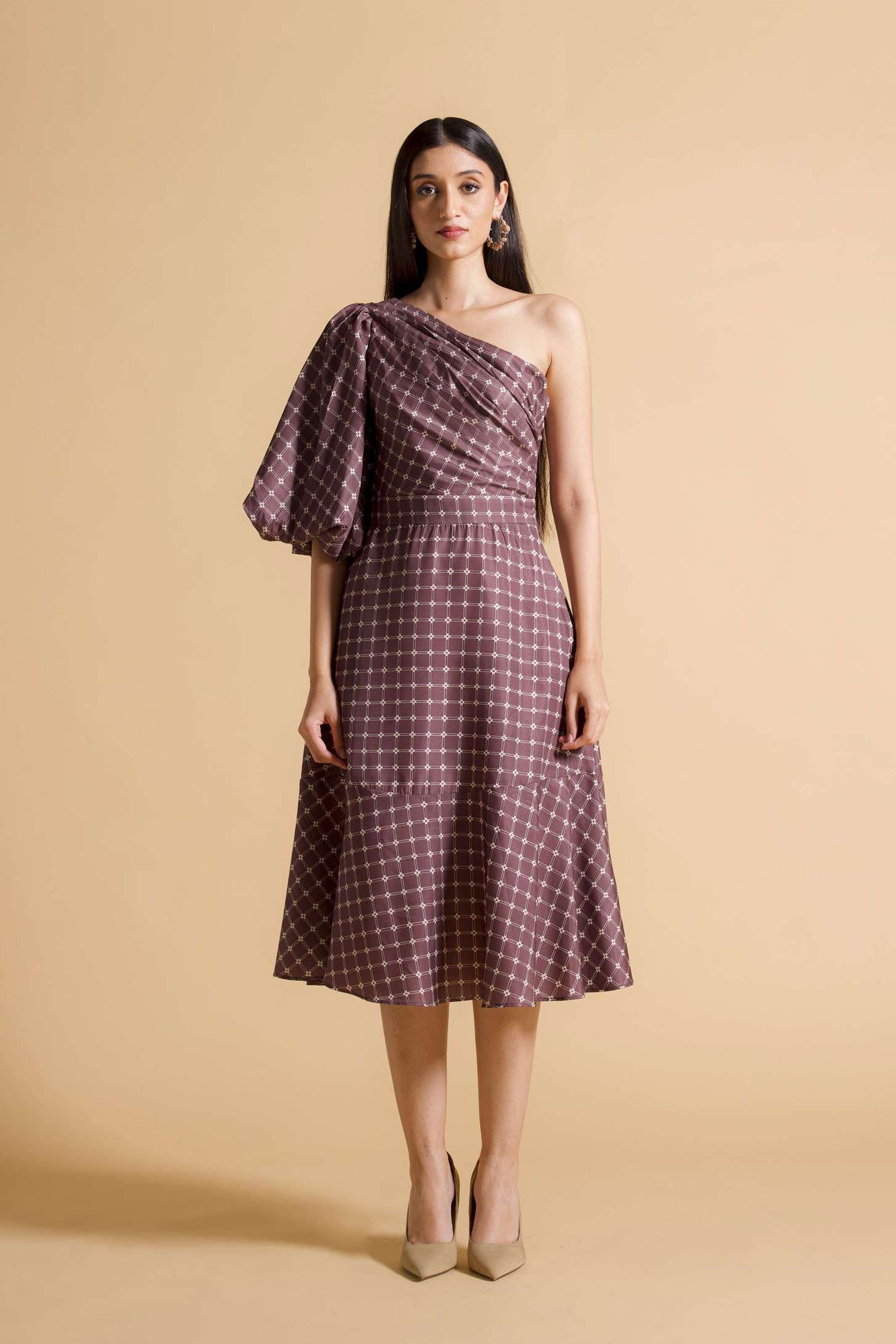 Printed-Crepe-Asymmetric-Women-s-Calf-Dress