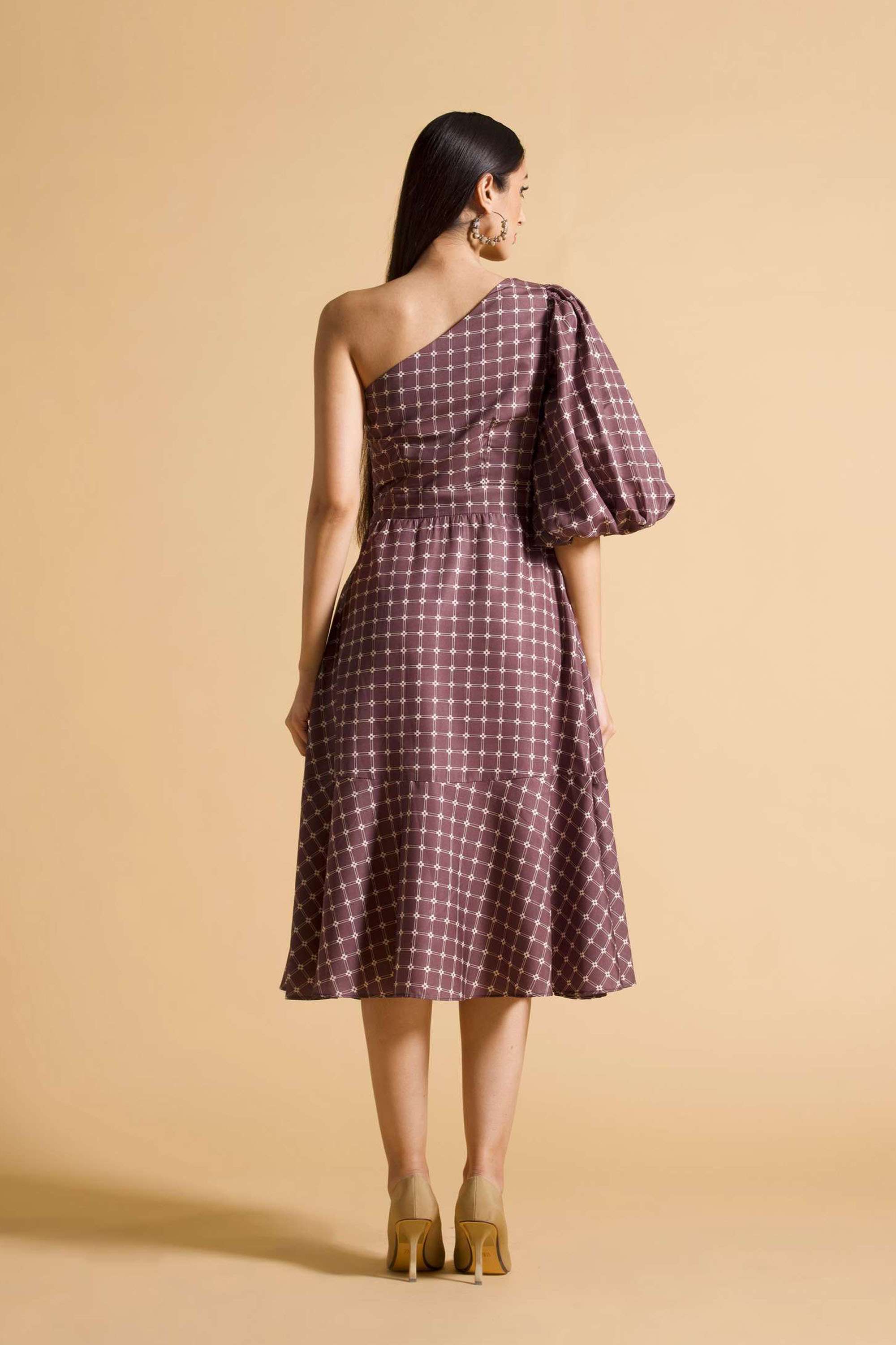 Printed-Crepe-Asymmetric-Women-s-Calf-Dress