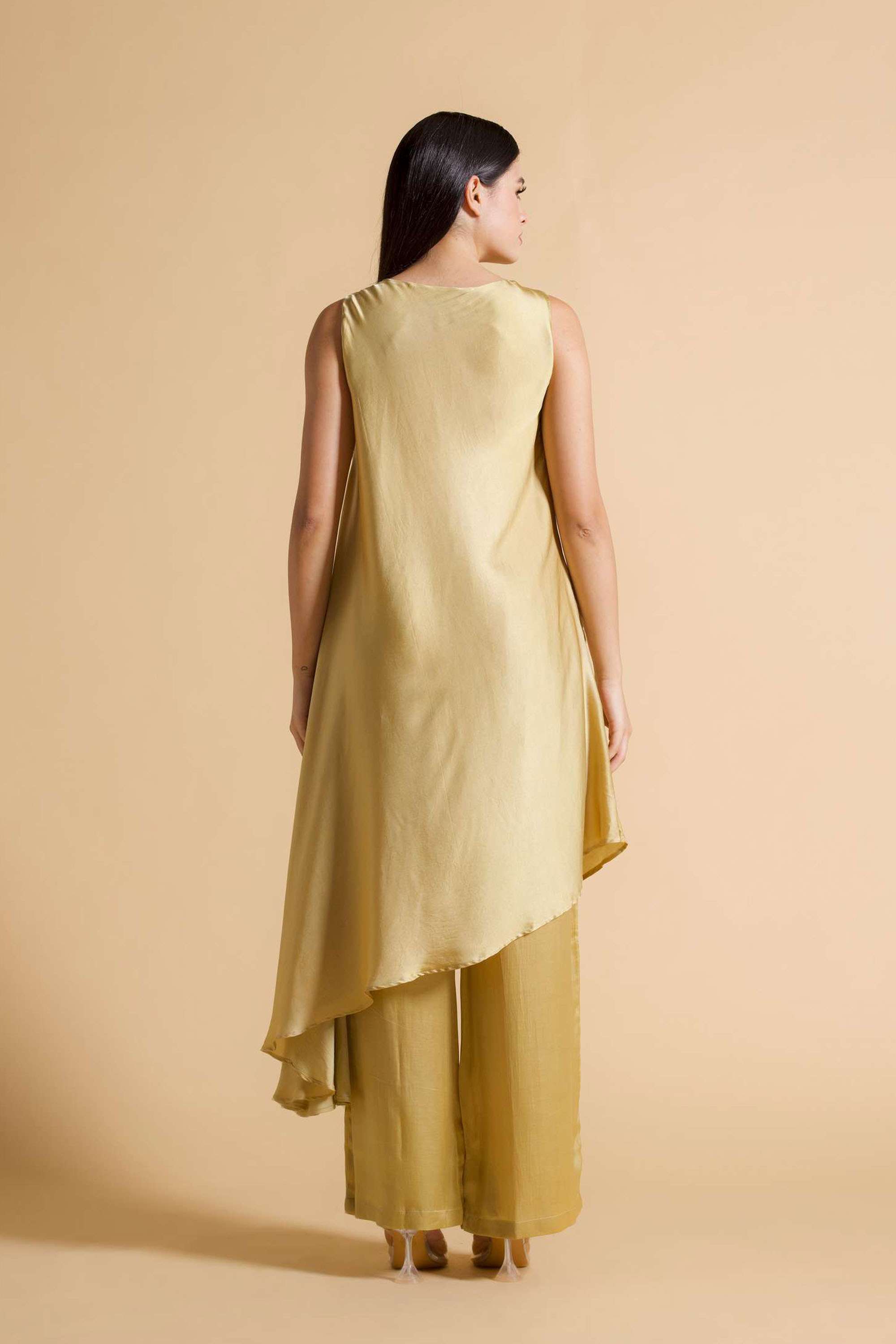 Solid-Cotton-Blend-Round-Neck-Women-s-Long-Tunic