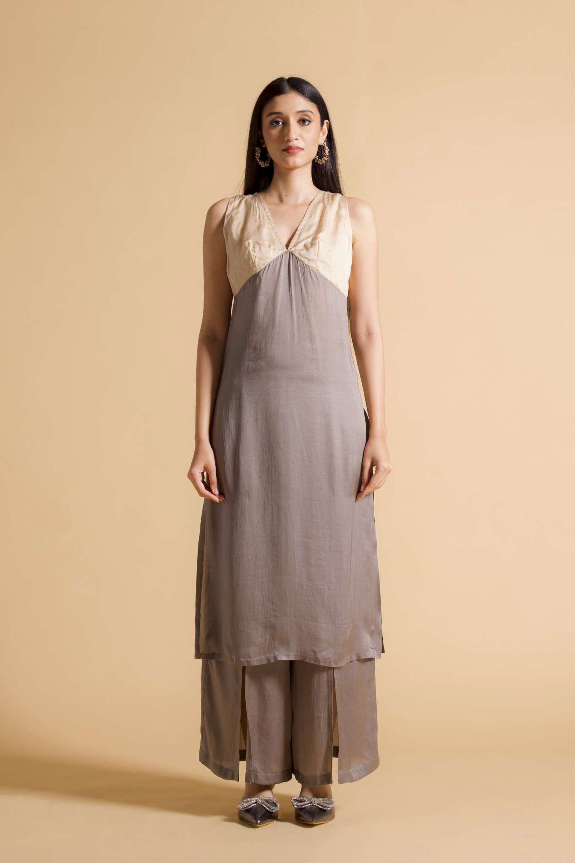 Solid-Cotton-Blend-V-Neck-Women-s-Long-Tunic