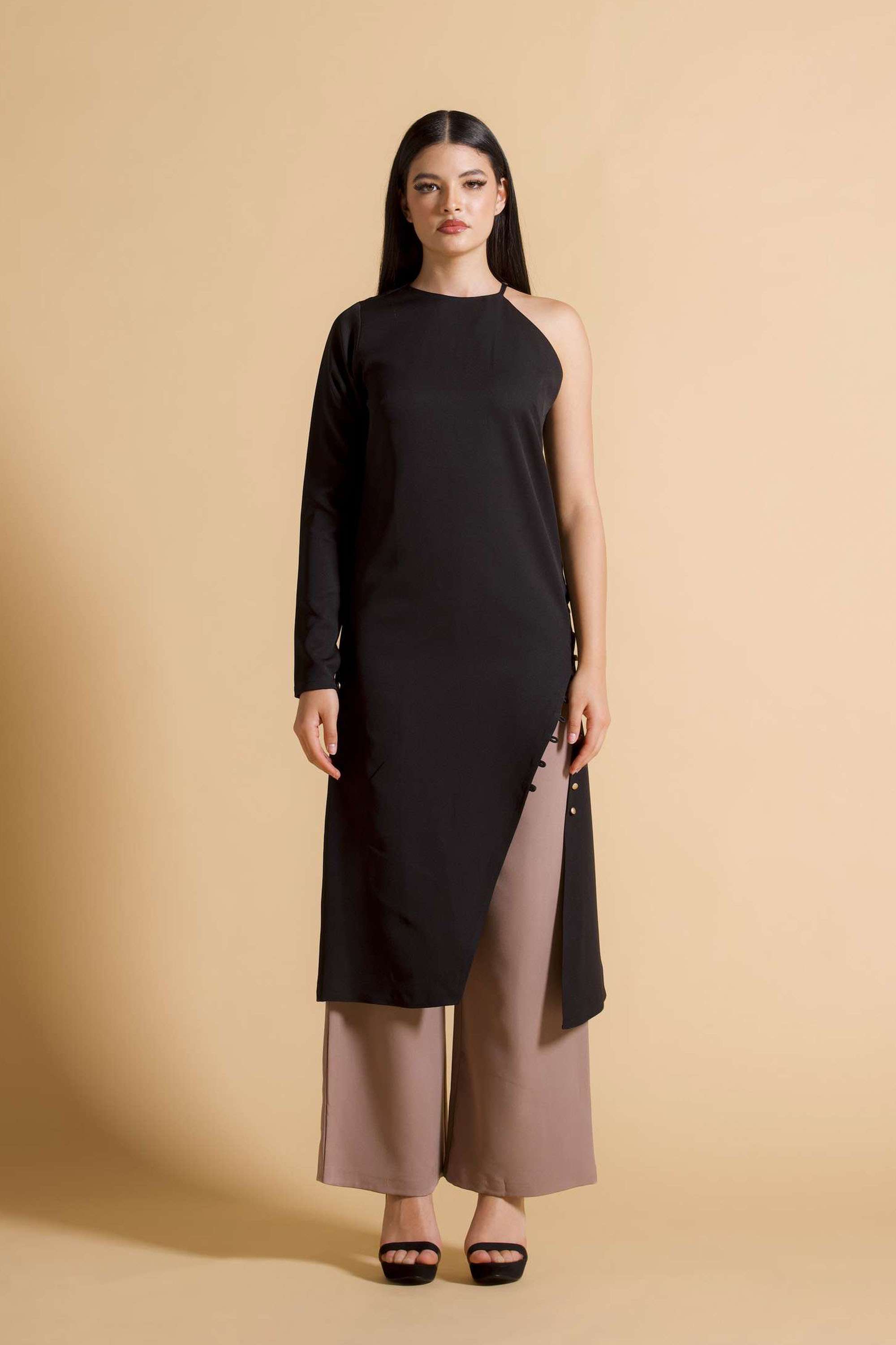 Solid-Blended-Fabric-Regular-Fit-Women-s-Trousers